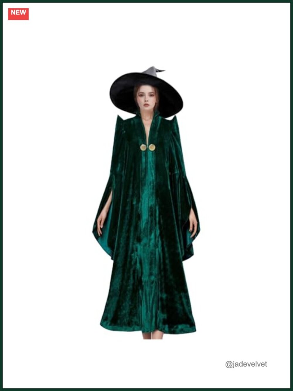 Womens Witch Professor Costume Velvet Robe Hat Outfit Halloween Wizard Cloak